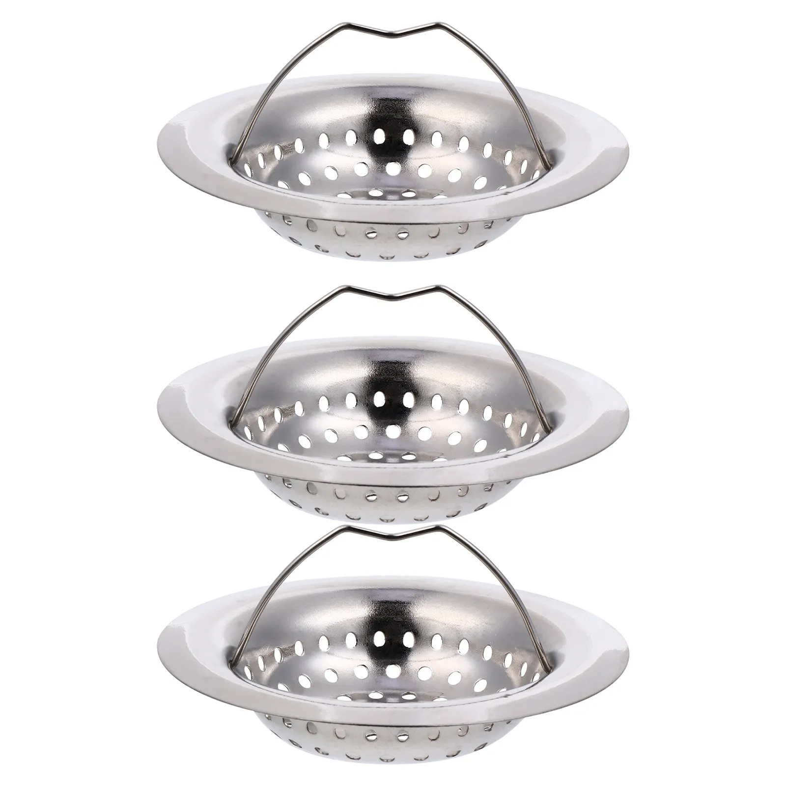 

3pcs Stainless Steel Sink Strainer Kitchen Bathroom Bathtub Drain Basket Filter Home Food Debris Catcher Durable Mesh