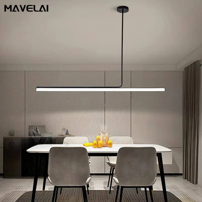 

Simple One-word Restaurant LED Chandeliers Nordic Dining Table Tea Room Bar Lighting Minimalist Indoor Lighting Decorative Lamps