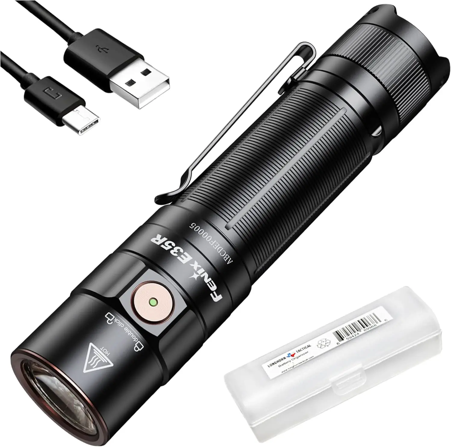

Перезаряжаемый фонарик EDC с высокой светоотдачей 3100 люмен, USB-C, с органайзером, черный