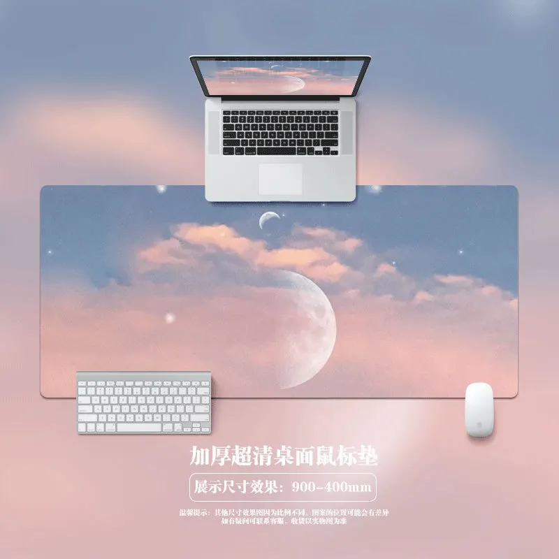 Nordic Oil Painting Mouse Pad, Extra Large Desk Mat Stitched Edge, Gaming Keyboard Pad for Students, Aesthetic Computer Mat