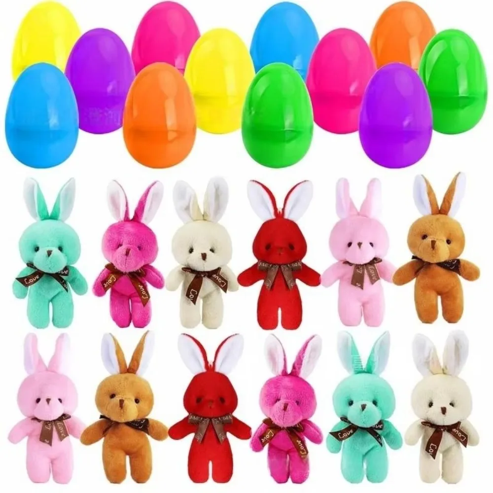 12 Pcs Decorative Bunny Easter Rabbit Eggs Keepsake Prefilled Teddy Rabbit Doll Stuffed Animal Gift