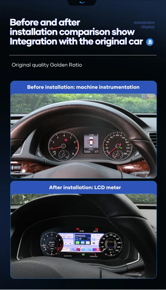 10.25 ''LCD Digit aal Dashboard Cluster für Volkswagen Passat Jahre Unterstützung HDMI Carplay Radio Instrument Panel – Detail 14