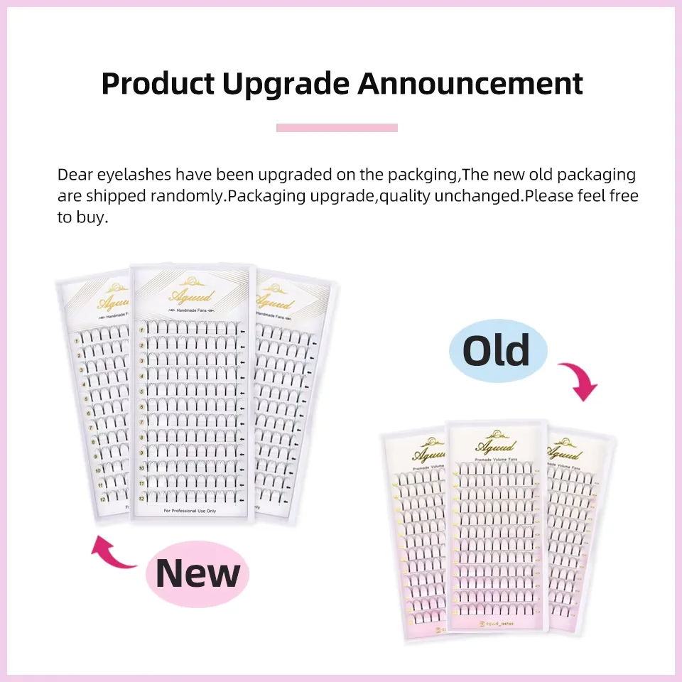 AGUUD Short Stem Premade Lash Fans 3D/4D/5D/6D Long Stem Russian Volume Eyelash Fanning for Professional Extension Faux Mink