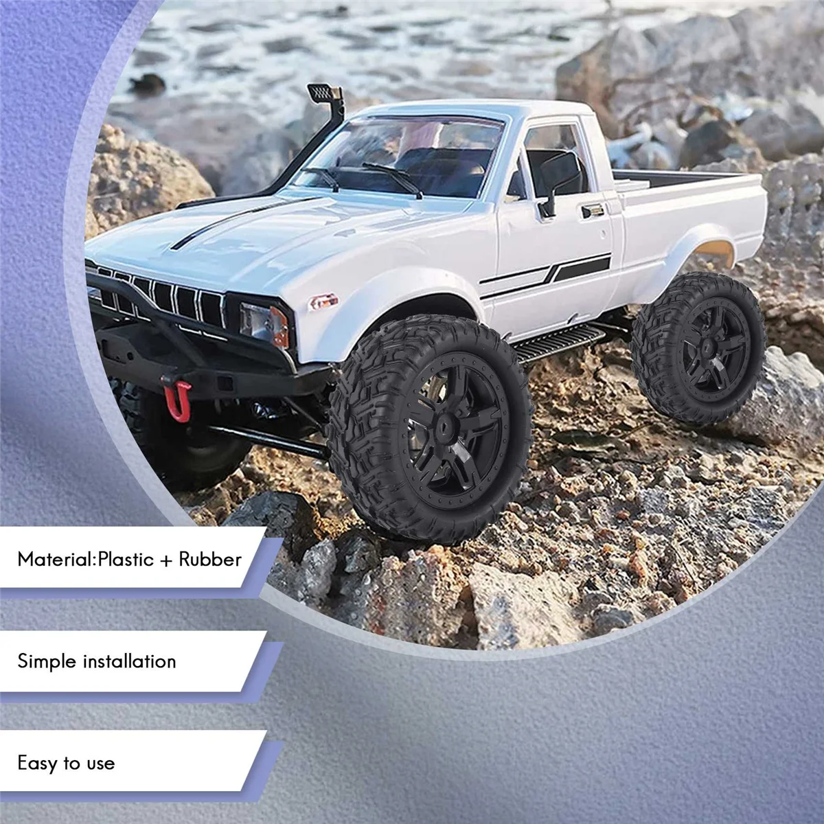 ABEZZ 4Pcs Rubber Tires Tyre Wheel P6973 for Remo Hobby Smax 1621 1625 1631 1635 1651 1655 1/16 RC Car Upgrade Parts