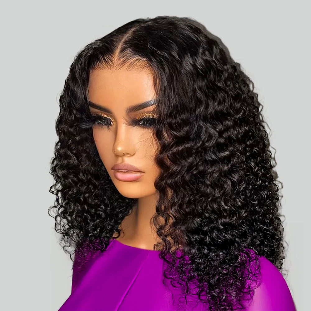 브라질리언 딥 웨이브 숏 밥 가발 인모 250% 밀도 13x4 레이스 프론트 가발 딥 컬리 웨이브 7x5 HD 글루리스 레이스 클로저 가발