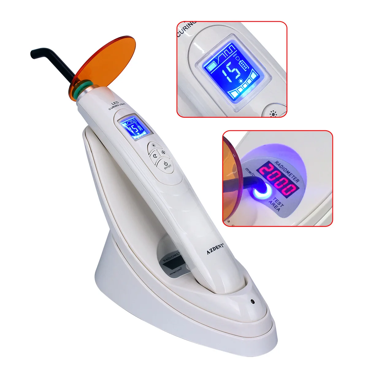 AZDENT Dental LED Curing Light Machine 800-2000 mw/cm² 5W High Power Blue-ray Lamp Curing Resin