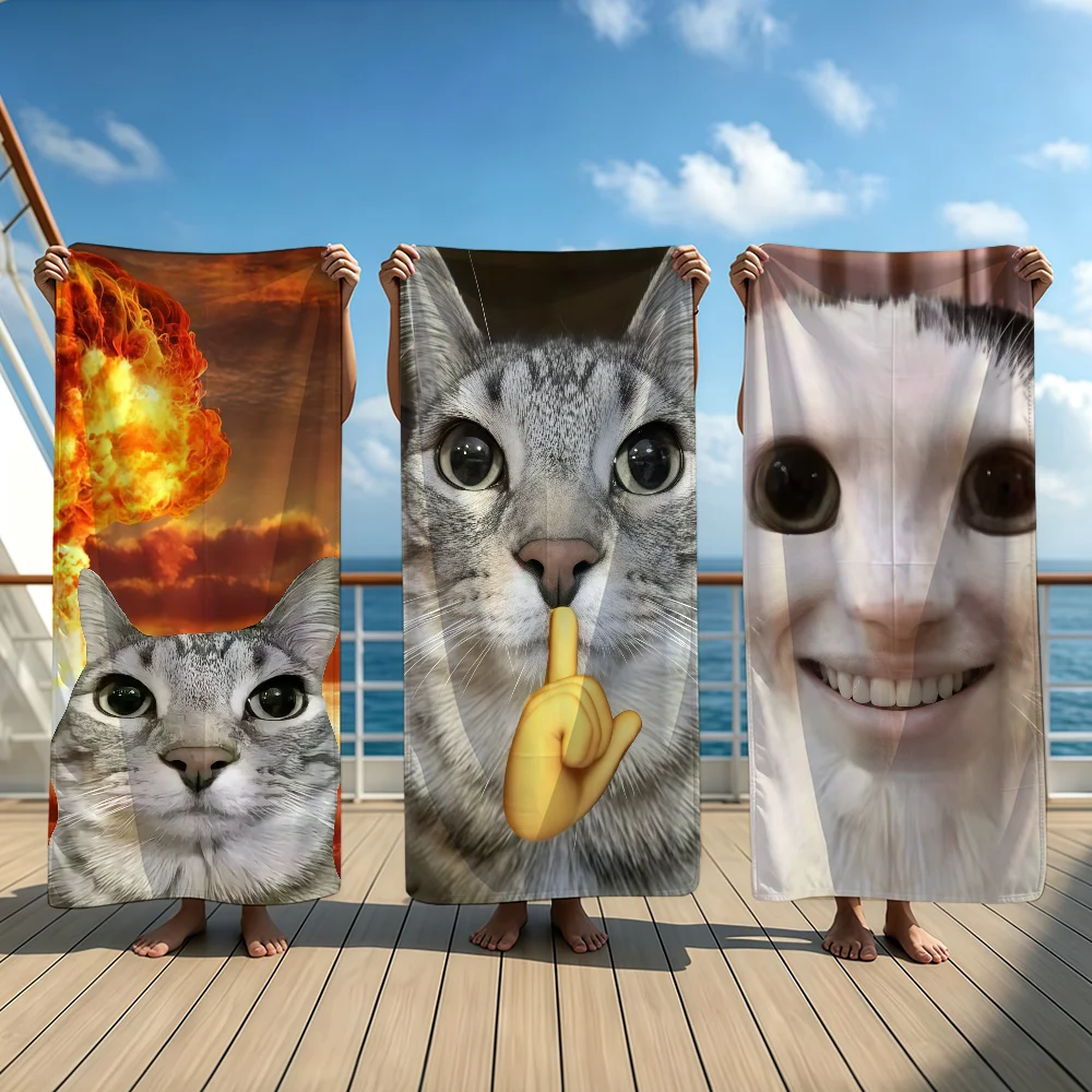 Cat Meme Art Abstract Funny Towel Beach Oversized Soft Ultra Absorbent Quick Drying Large Pool Travel Camping Bathroom