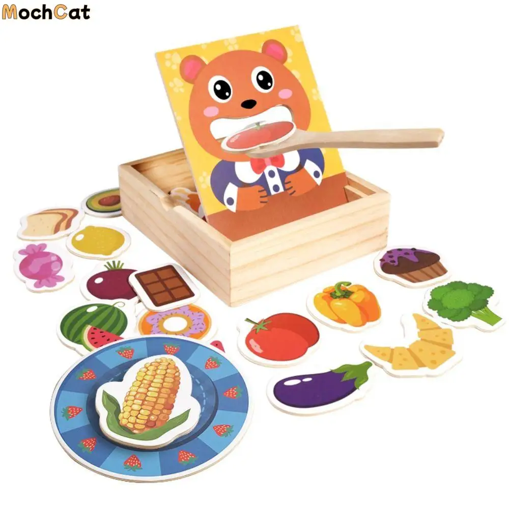 

Food Feeding Simulation Feeding Game Simulation Role Play Bear Pretend Food Set Early Education Spoon Wooden Feeding Toy