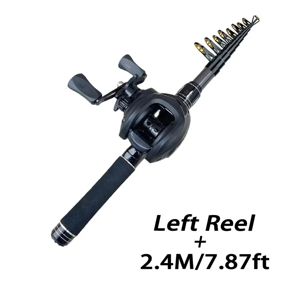 Ultralight Telescopic Fishing Rod Long Casting 1.5-2.4M Baitcasting Reel Combo Mini Carbon Mini Fishing Rod Travel