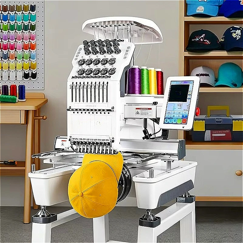 Single Head Puff Embroidery Unit For 3D Raised Logo On Cap Beanie Customized 15 Needle 950 SPM On Cylinder For Flat Trucker Hat