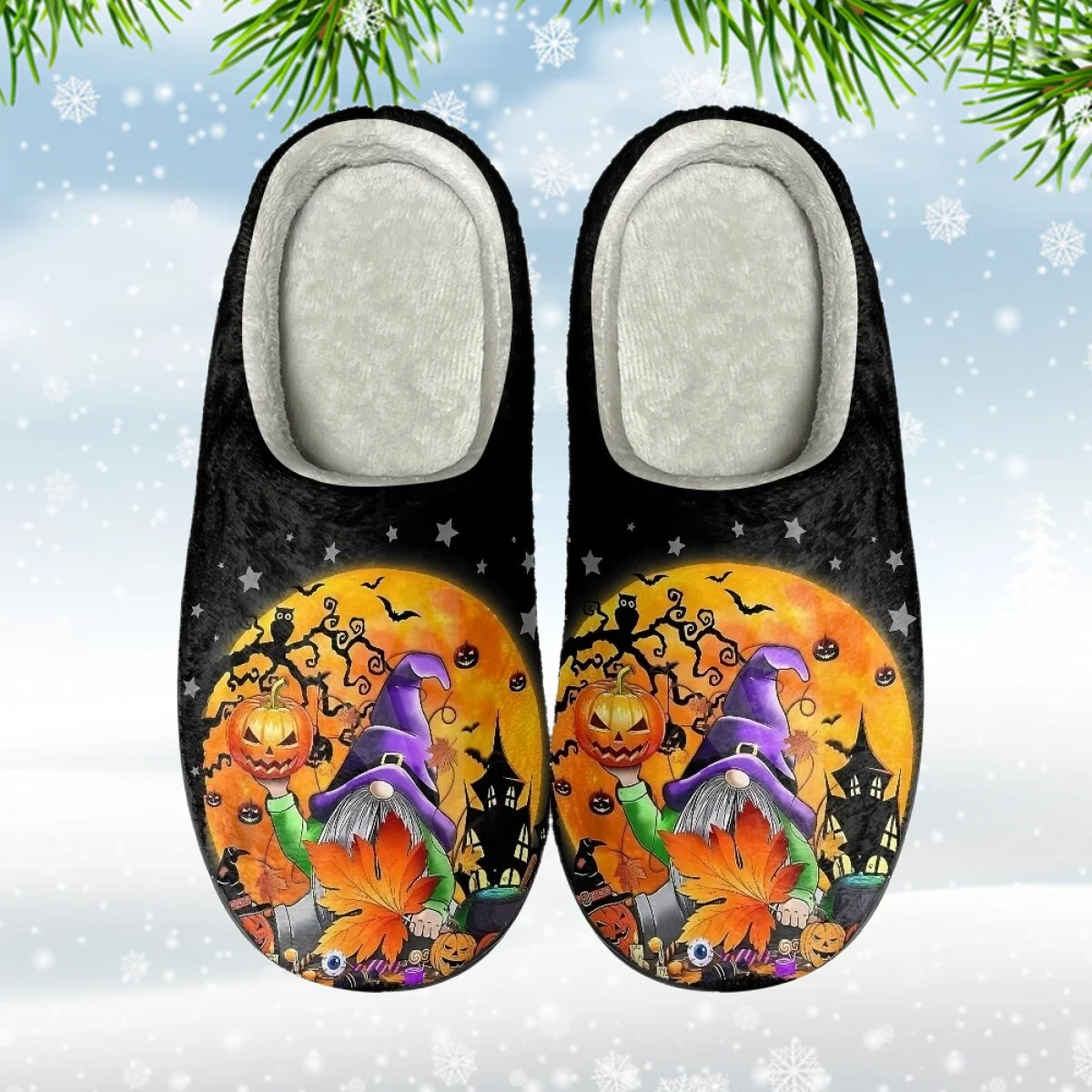 INSTANTARTS Hot Unisex Winter Indoor Warm Home Slippers Halloween Dwarf Couples Bedroom Cartoon Non-slip Soft Bottom Slippers