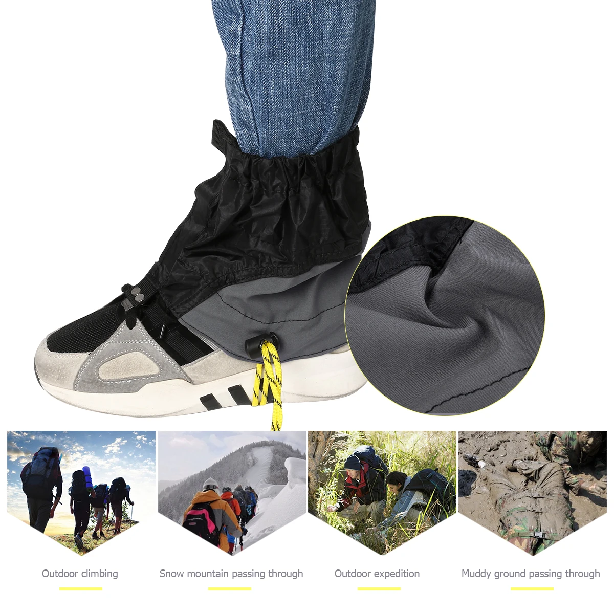 

Waterproof Gaiters Sandproof Foot Cover Boot Hunting Ankle Hiking Short Shoe Gaiter Outdoor Walking Leg Protection Elastic Cord