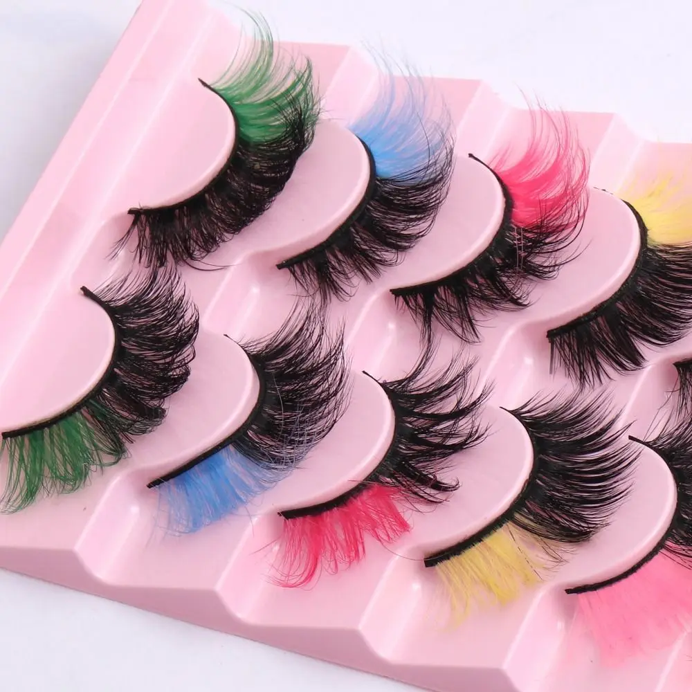8-Pair Set Colorful False Eyelashes Reusable Synthetic Mink Individual Lashes Cosplay Dramatic Mink-Like Lashes Performance