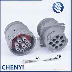 9 Pin Grey waterproof auto connector Diagnosctic Tool circular Connector HD16-9-96S HD10-9-96P For Deutsch HD10 Series