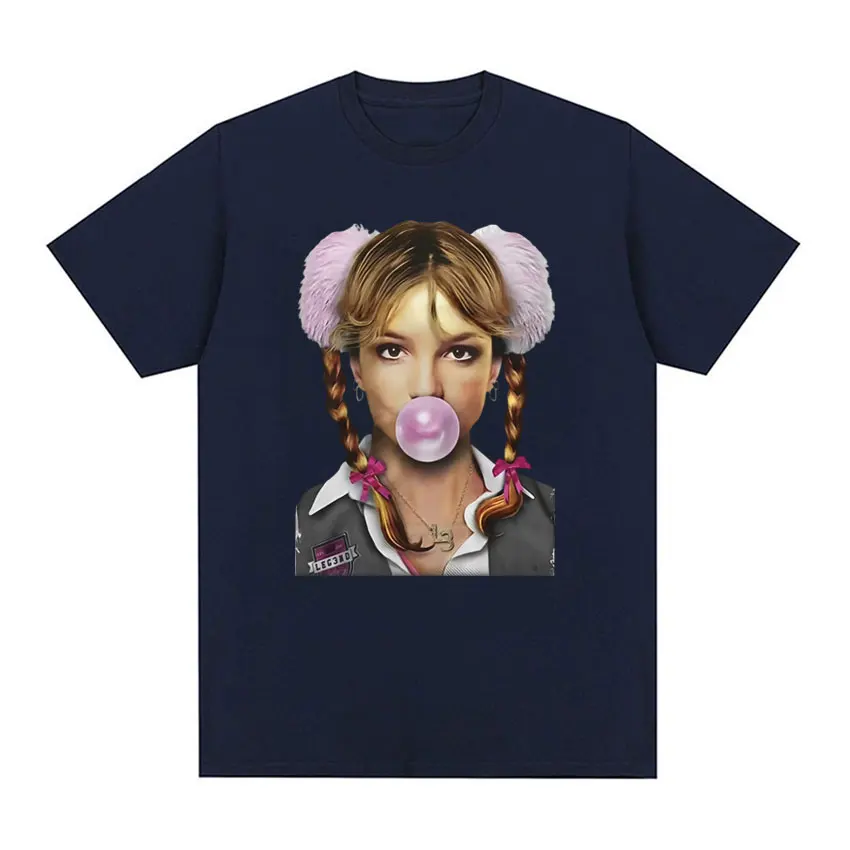 Singer Britney Spears Bubblegum Graphic T Shirt Men Women High Quality Vintage T Shirts O-Neck Oversized T-shirt Tops Streetwear