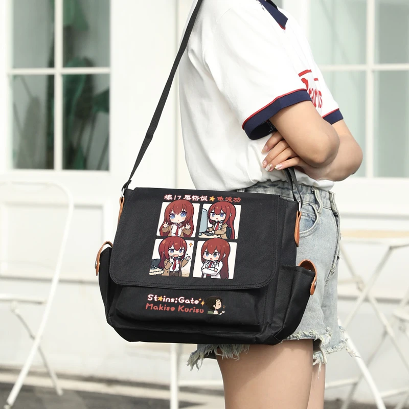 Makise Kurisu Theme Backpack School Bag Student Knapsack Anime Cosplay Handbag Messenger Bag Game image 4