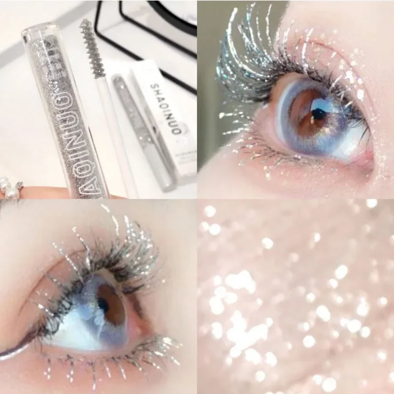 Hallor schimmernde Diamant Mascara glänzende Galaxie Pailletten Glitzer Wimpern schnell trocknen dauerhafte wasserdichte Mascara Schimmer Make-up