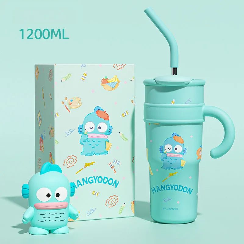 1200Ml Sanrio Vacuum Cup Thermos Bottle Cute Hello Kitty Pochacco Cinnamoroll Versatile Stainless Steel Water Cup Straw Gifts