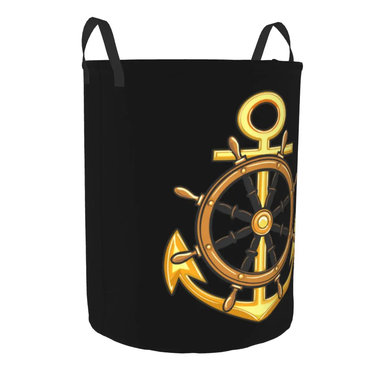 Custom Nautical Sailor Anchor Laundry Basket Collapsible Toy Clothes Hamper Storage Bin for Kids Nursery