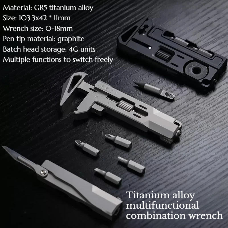 NEW Titanium Alloy Outdoor Multifunctional EDC Combination Tool Portable Camping Emergency Survival First Aid Tool