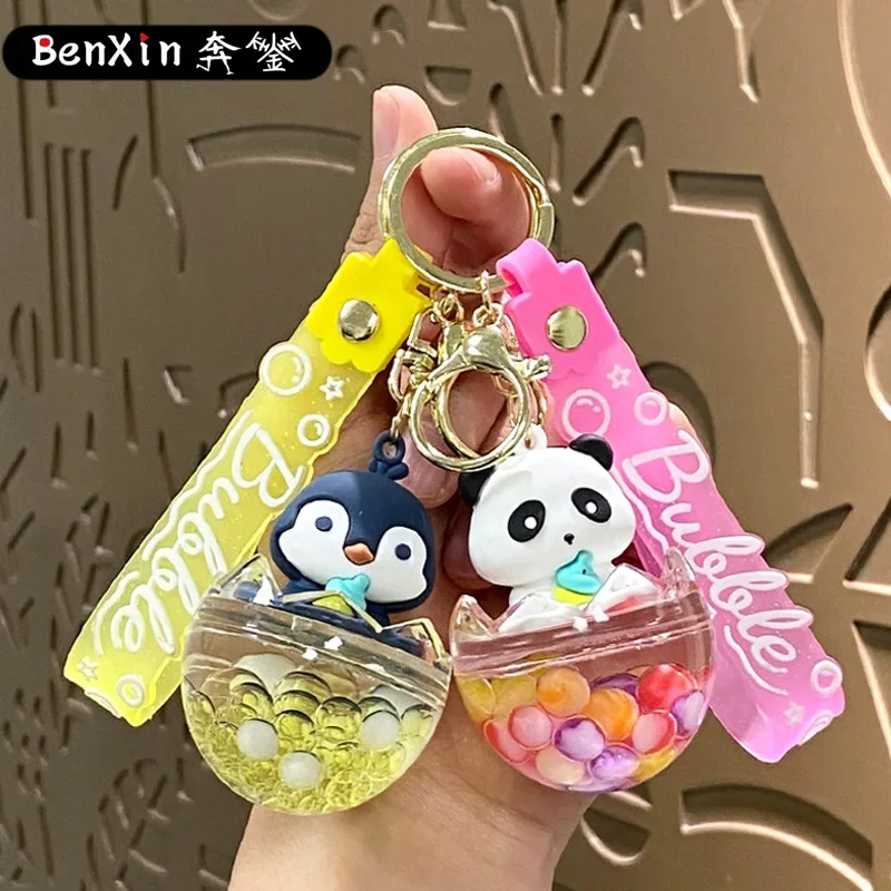 2025年ミンソオイル入りサンドボトル、小動物キーホルダー、スクールバッグペンダント、可愛いカップル、車キーホルダー、ペンダントとギフト