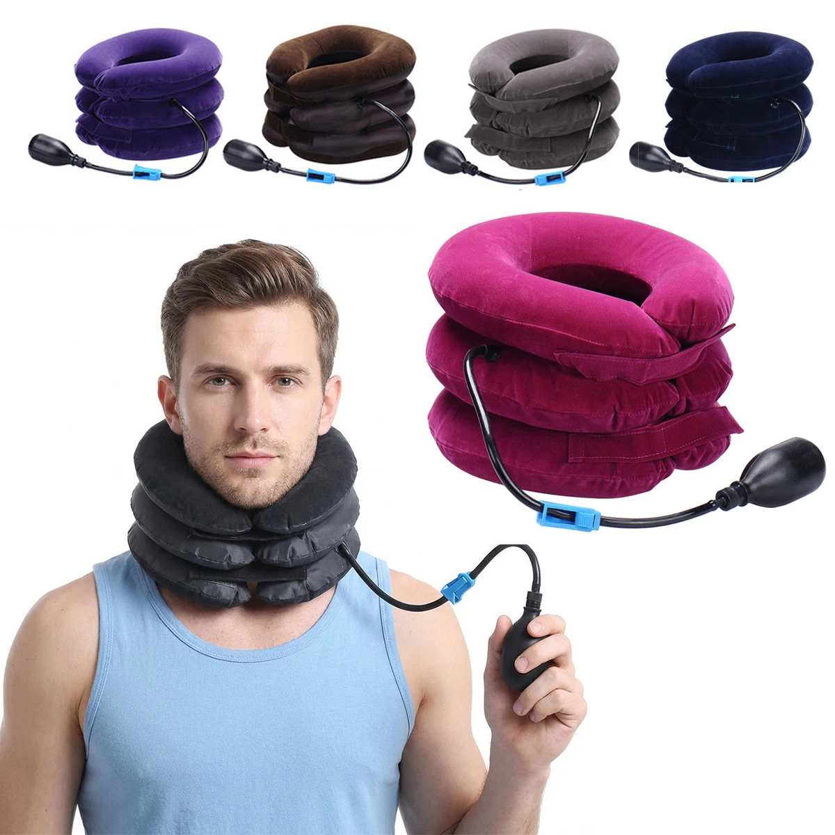 

Air Inflatable Cervical Traction Collar Brace Pillow Chiropractic Pain Relief Neck Relax Cushion Support Protection Stretcher C3