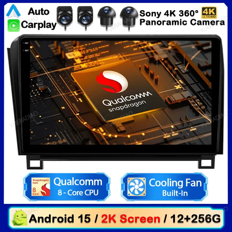 

Автомобильное радио Android 15 для Toyota Tundra XK50 2007-2013 Sequoia XK60 2008-2017, головное устройство Carplay и Android Auto GPS NAVI SWC