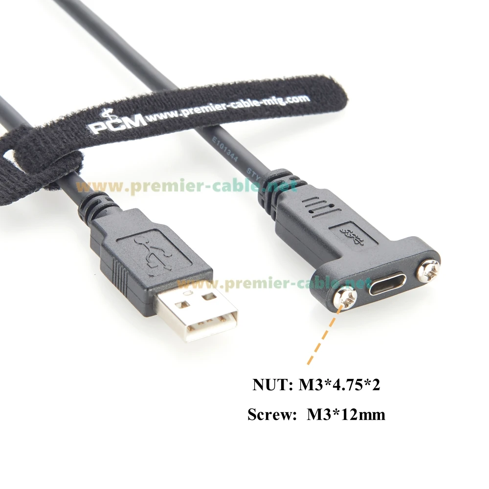 كابل تمديد USB 3.1 C إلى النوع A 3.0 مع قفل لولبي 5 جيجابت في الثانية، سلك أنثى إلى ذكر للأنظمة الصناعية المدمجة