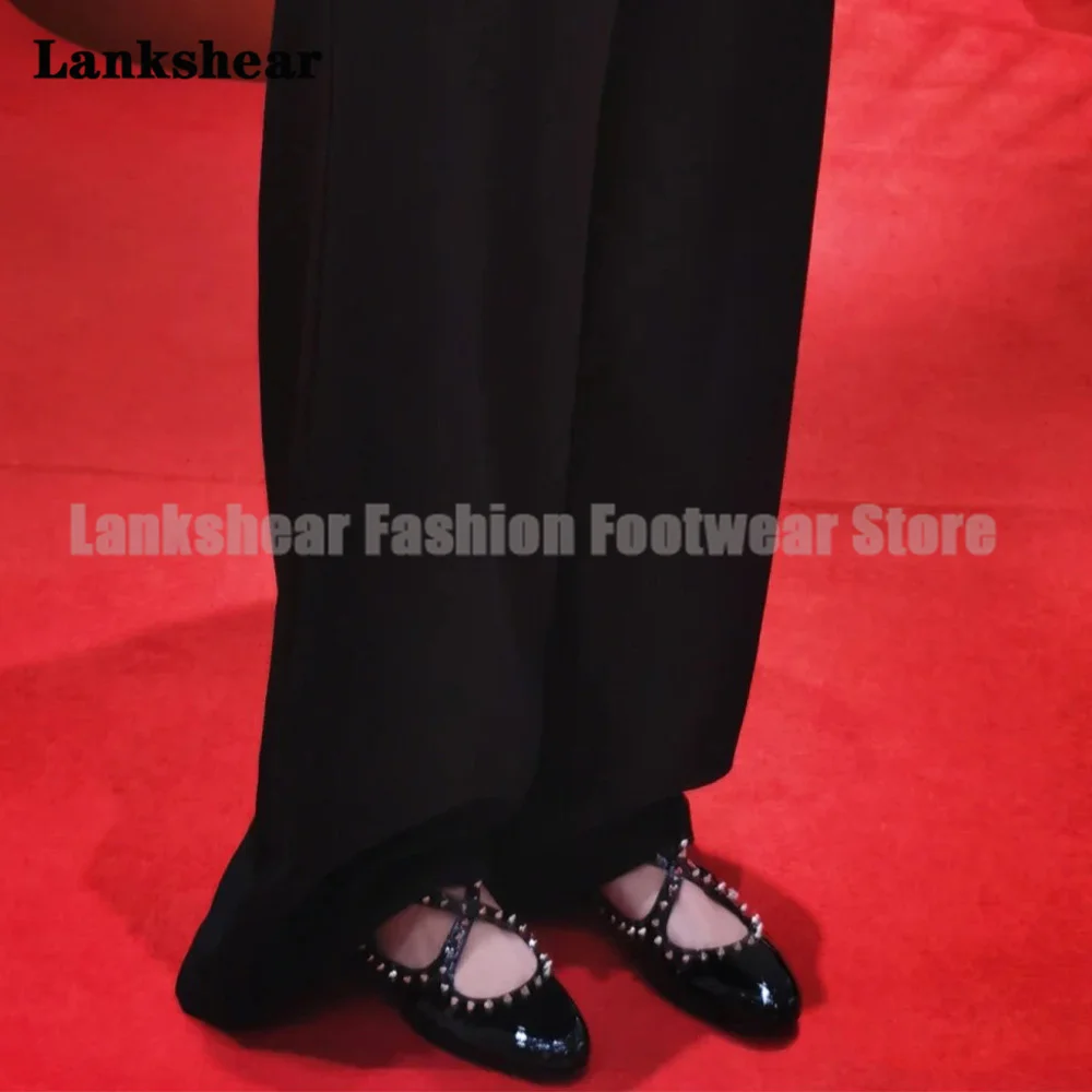 أسود برشام عبر حزام حزام الشقق الفم الضحلة جولة تو كعب منخفض أحذية النساء الصيف جولة تو Sandalias De Mujer Verano