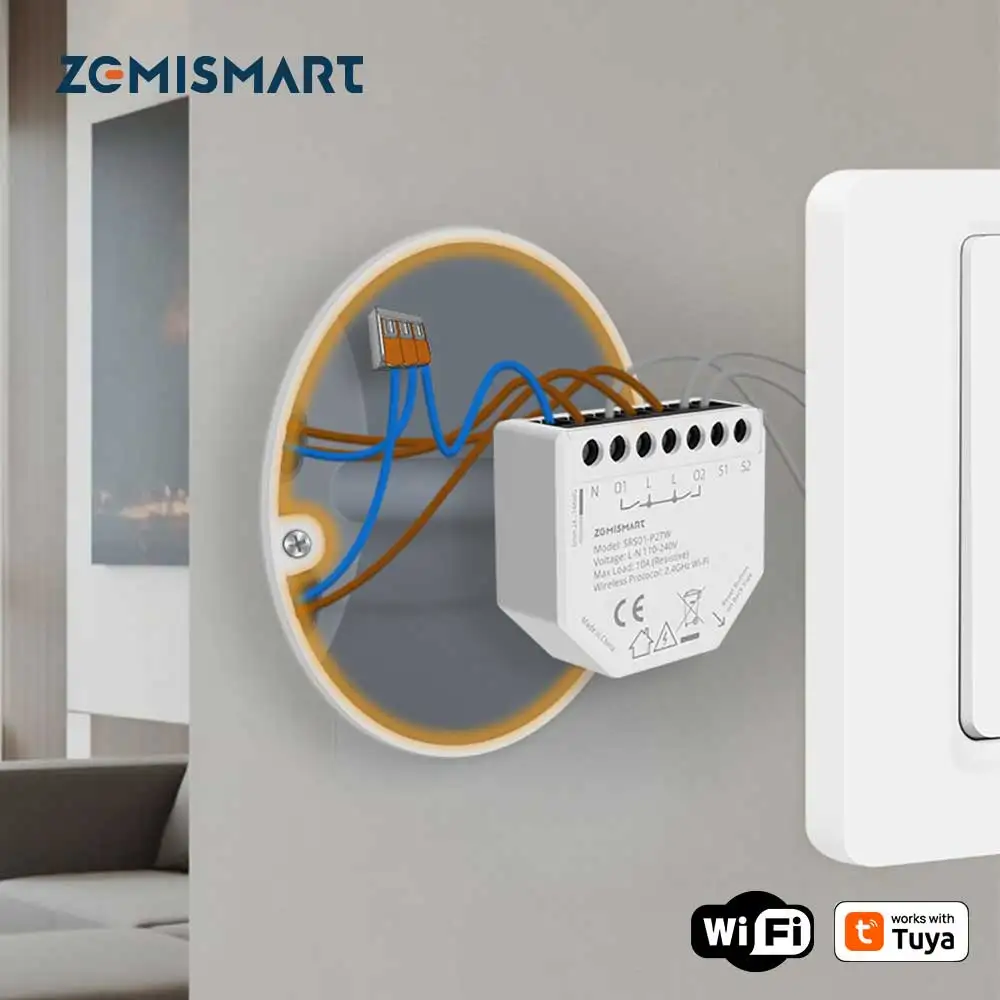 

Zemismart Wi-Fi Smart Mini Relay Switch 1 Gang 2 Gangs с монитором мощности Нейтральная работа с приложением Tuya Smart Life App