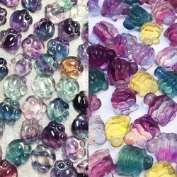 Natural Rainbow Colored Fluorite Turtle Crystal Cat Claws Treatment Handicraft Livingroom Ornament Home Decoration 5pcs Set