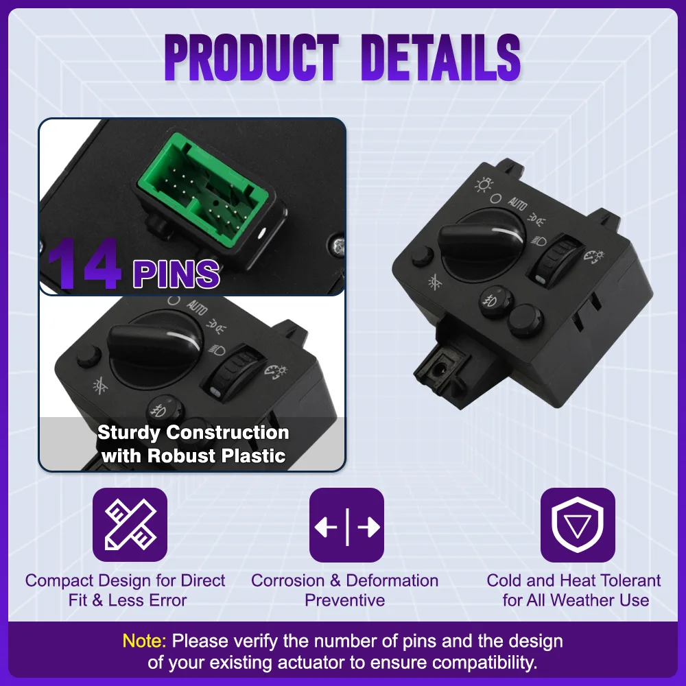 Car Headlight Fog Lamp Dimmer Control Light Switch for Chevy Colorado Canyon 2004-2012 Isuzu i-280 i-290 Auto function