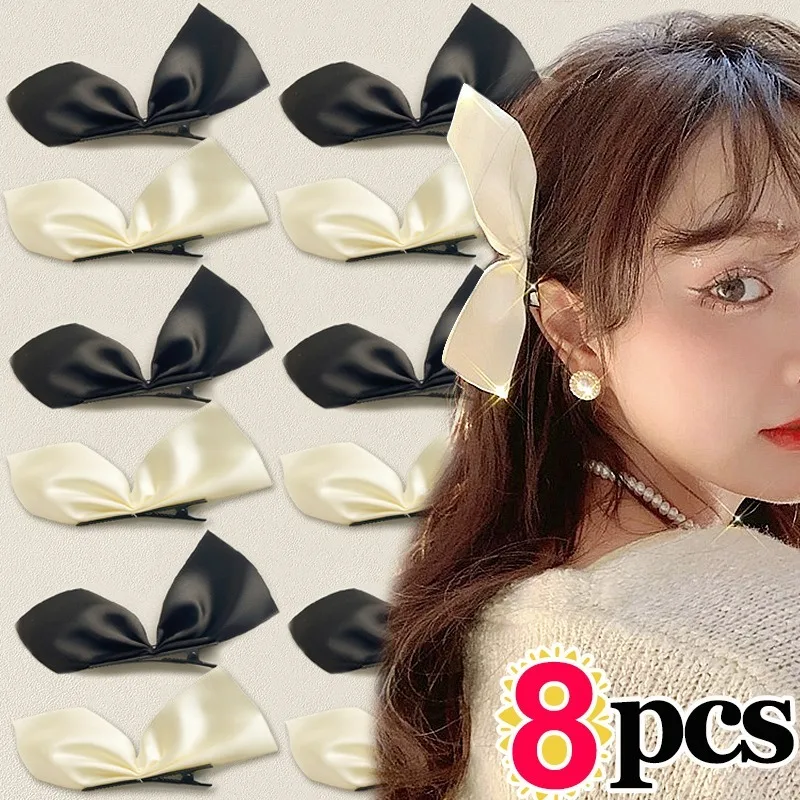 Fashion Sweet Silk Bowknot Hair Clips Girls Kawii Barrettes Cute Hair Accessoires Kids Colored Ribbon Woman Hairpins Hairgrip