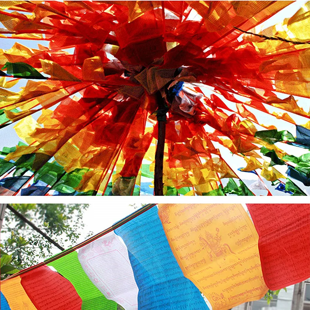 2 لفات من أعلام الصلاة، أعلام الصلاة التبتية 7 م، 34 × 34 سم، أعلام الصلاة البوذية، أعلام الصلاة المصنوعة من ألياف البوليستر #5