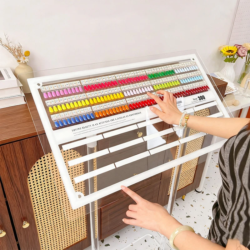 Customizable professional salon display panel factory nail products magnetic acrylic new design nail swatch display stand