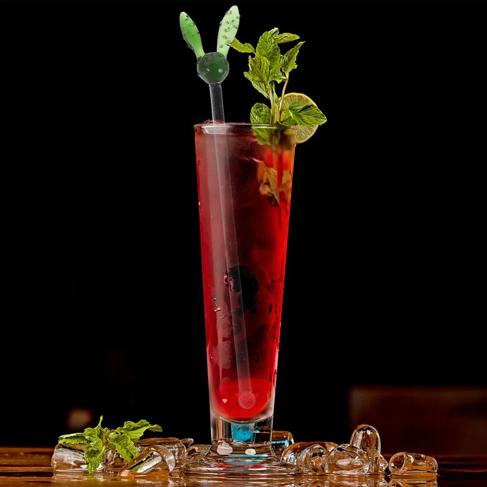 Glass Stirring Rods 5 Piece Cactus Swizzle Sticks Reusable Drink Mixers for Cocktails Coffee and Parties