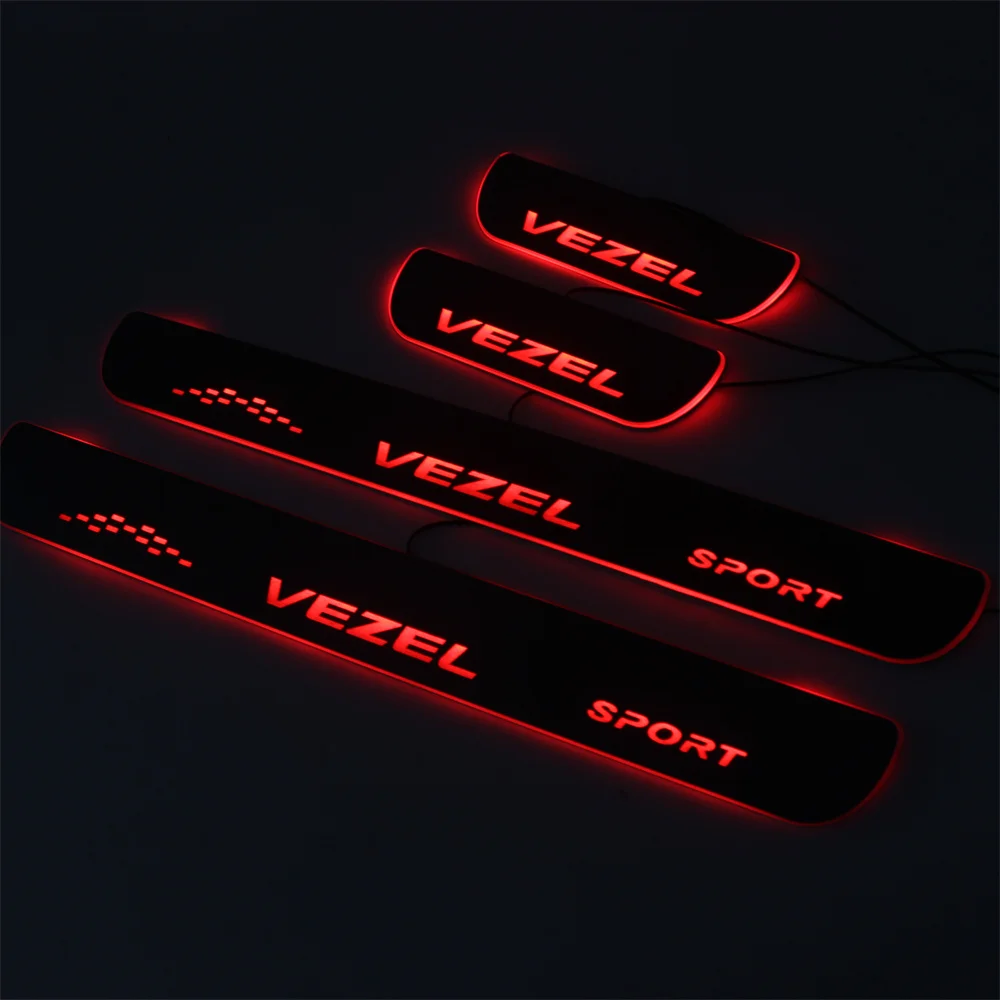 Led Moving Door Sill Scuff Plate Guard Sills Protector Trim For Honda Vezel 2013-2021 2TH