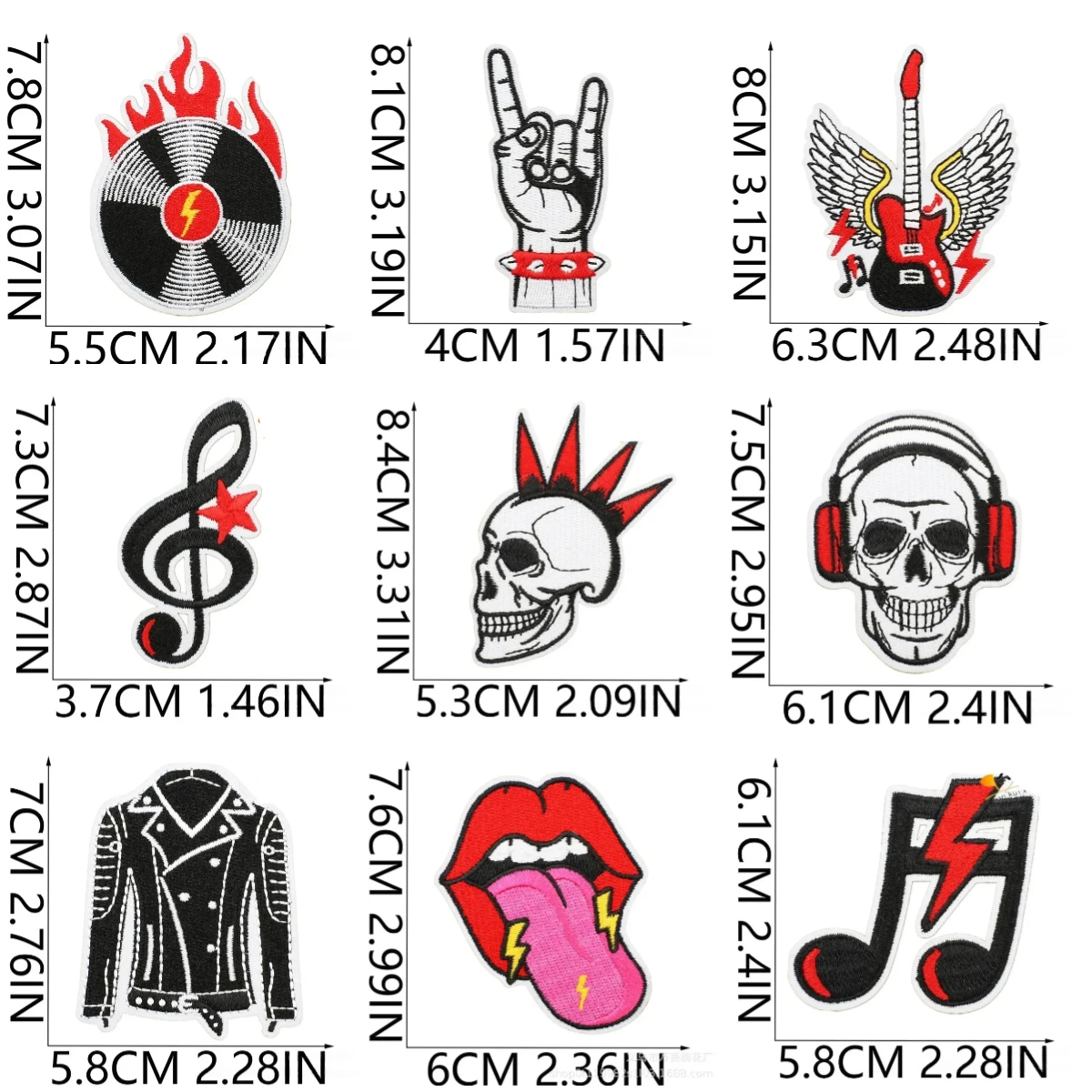 9/10/18pcs Set Wholesale Horror Skull Embroidery Patch Iron on Thermoadhesive Patches on Clothes Punk Ironing Stickers DIY