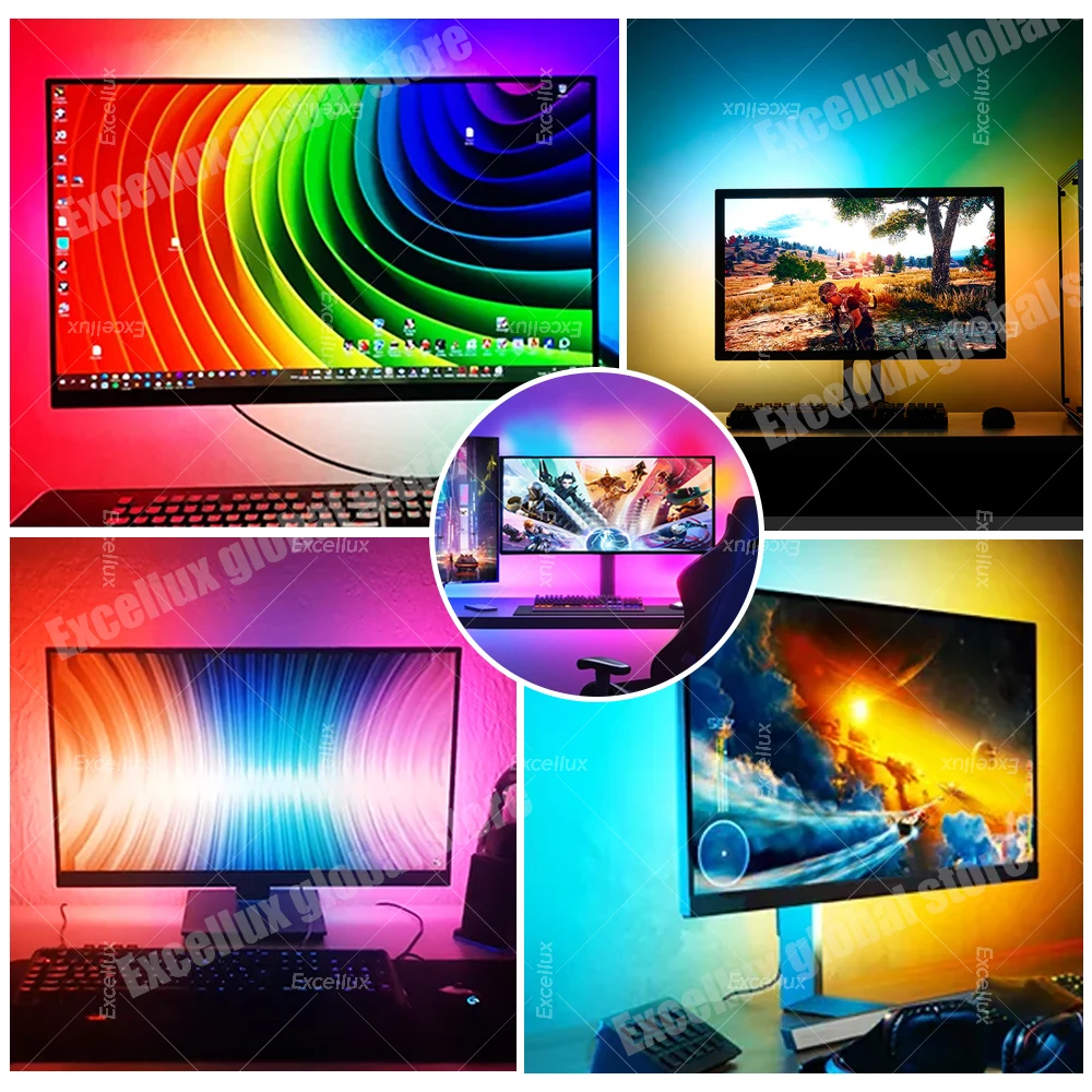 Gaming Lights Strip Computer Sync Led Strip Lights, Monitor RGB Screen Color LED Backlight Pickup Lamp Game Room Atmosphere Decor