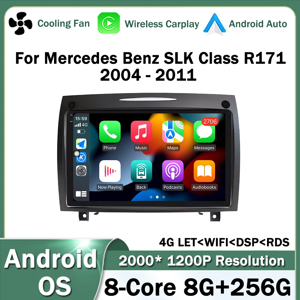 9 بوصة لمرسيدس بنز SLK الفئة R171 2004 - 2011 أندرويد OS راديو السيارة الوسائط المتعددة فيديو مشغل استريو الملاحة GPS CarPlay #1