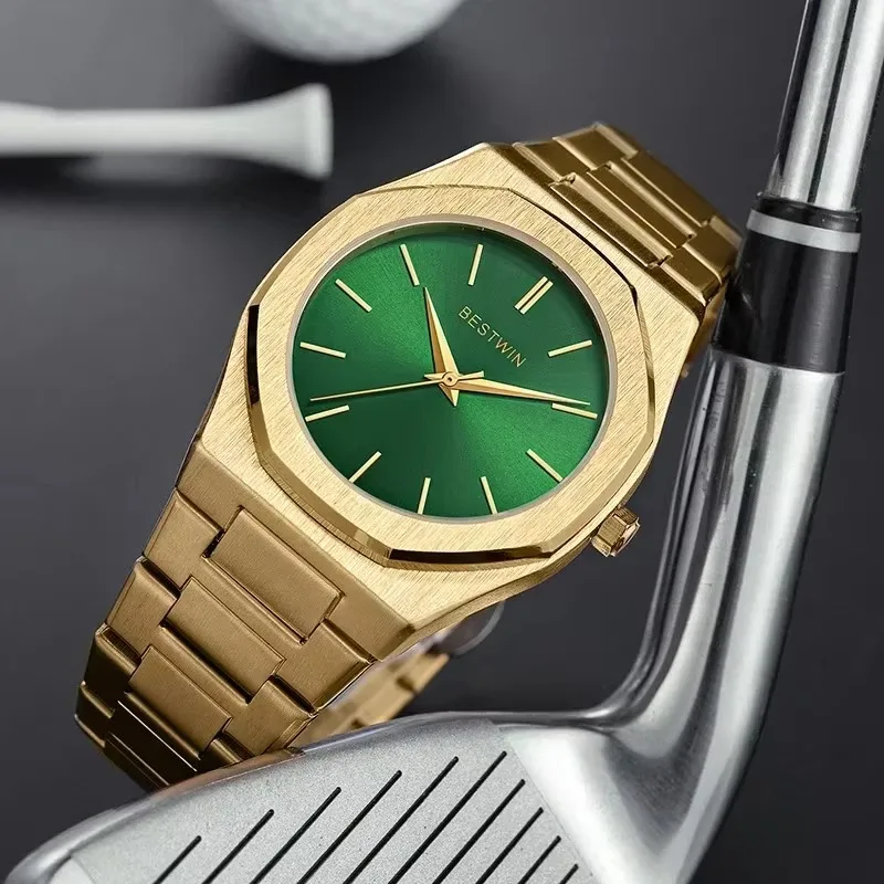 

Men's watch waterproof simple stainless steel butterfly double button with barrel fashion business men's quartz watch