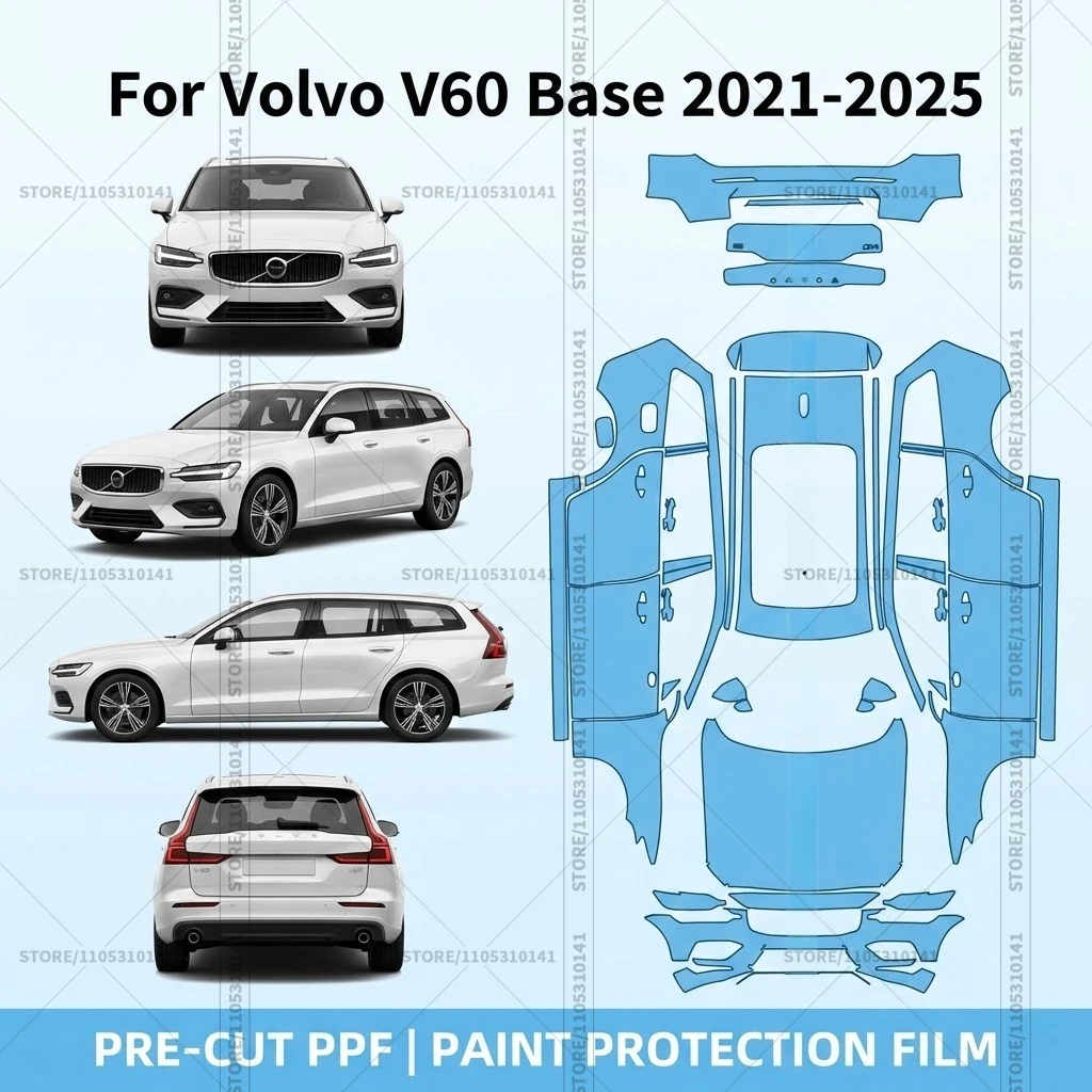 

Предварительно нарезанная прозрачная защитная пленка PPF для автомобиля, профессиональная автомобильная пленка PPF для полной оклейки Volvo V60 Base 2021-2025