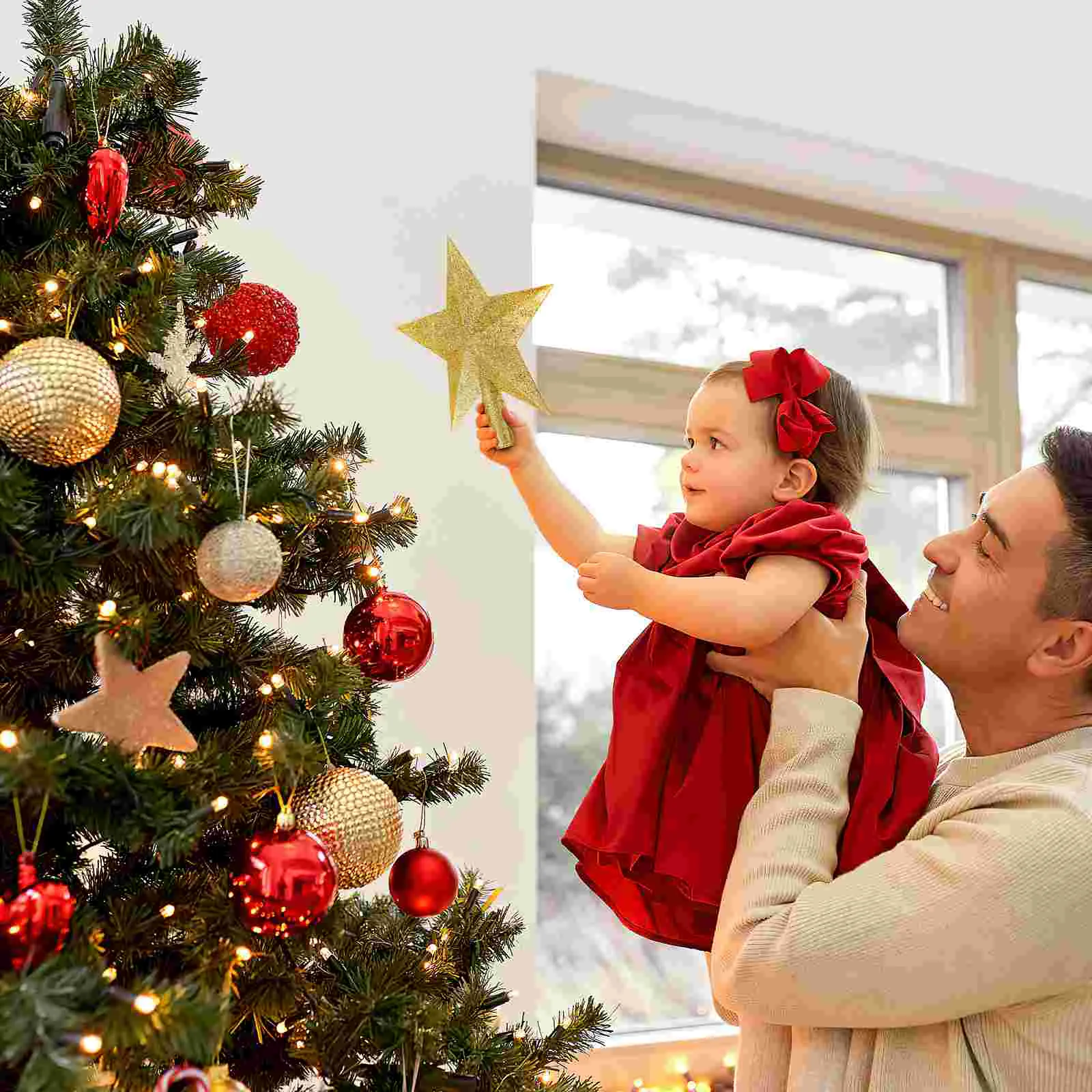 Gold Powder Decoration Small Christmas Star Tree Topper Projector Holiday Decorations