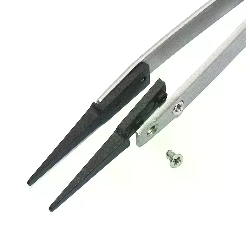 Precision Anti Static ESD Tweezers Replaceable Tips Conductive Plastic Head Tweezers for Electronic Soldering Fashion Jewelry