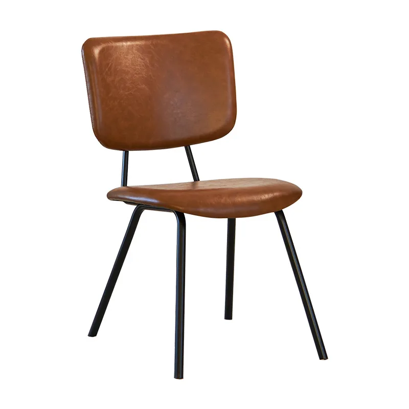 

Retro soft bag wrought iron desk chair backrest dining simple leather Nordic designer casual commercial