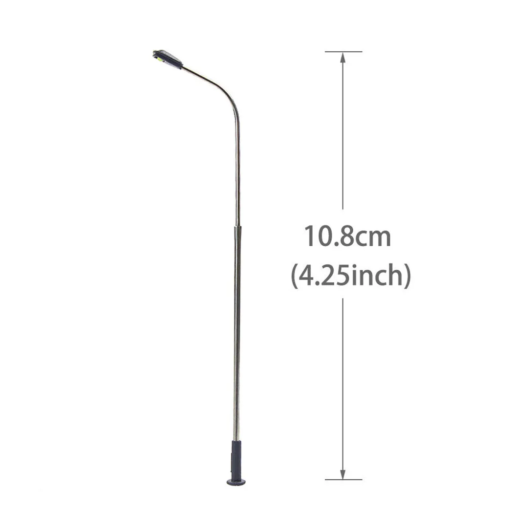 10Pcs Model Railway Warm White HO Scale Lamps Post 1:87 Street Light Single Head Lamps Street Park Layout Scenery Accessories