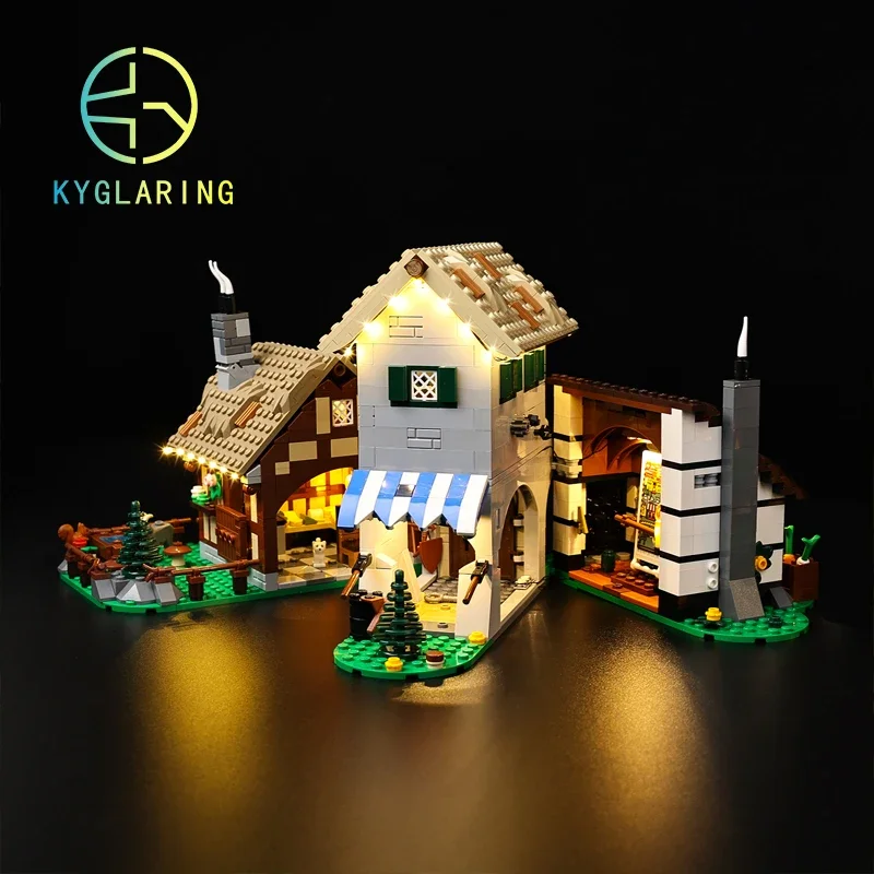 Kit de Iluminação LED Kyglaring, Modelo Medieval Town Square, Conjunto de Luzes, Não Inclui o Modelo, 10332