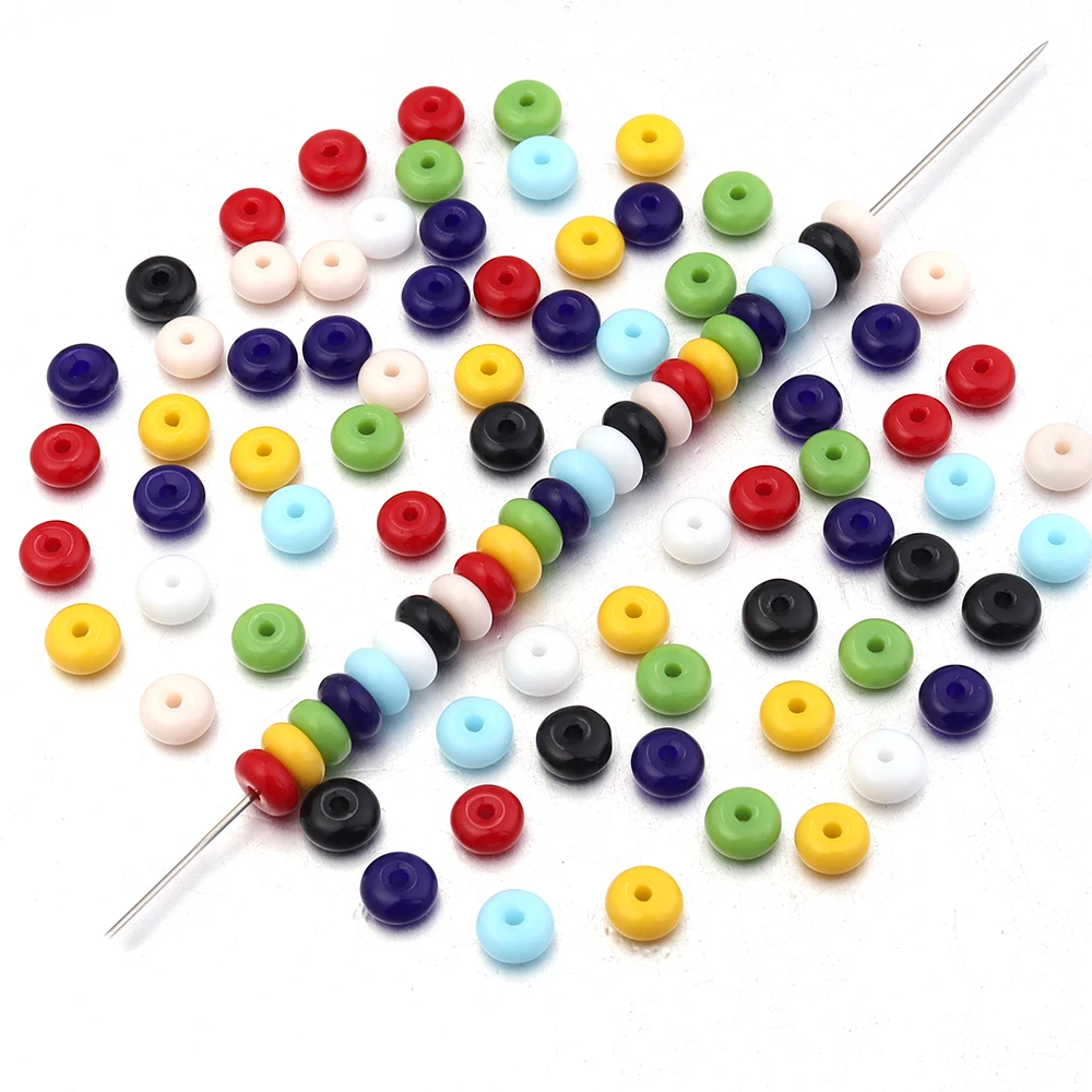 100 Stück/Lot einfarbige, radförmige Glasperlen, lose Abakusperlen für die Schmuckherstellung, DIY-Halskette, Armband, Zubehör – Detail 5