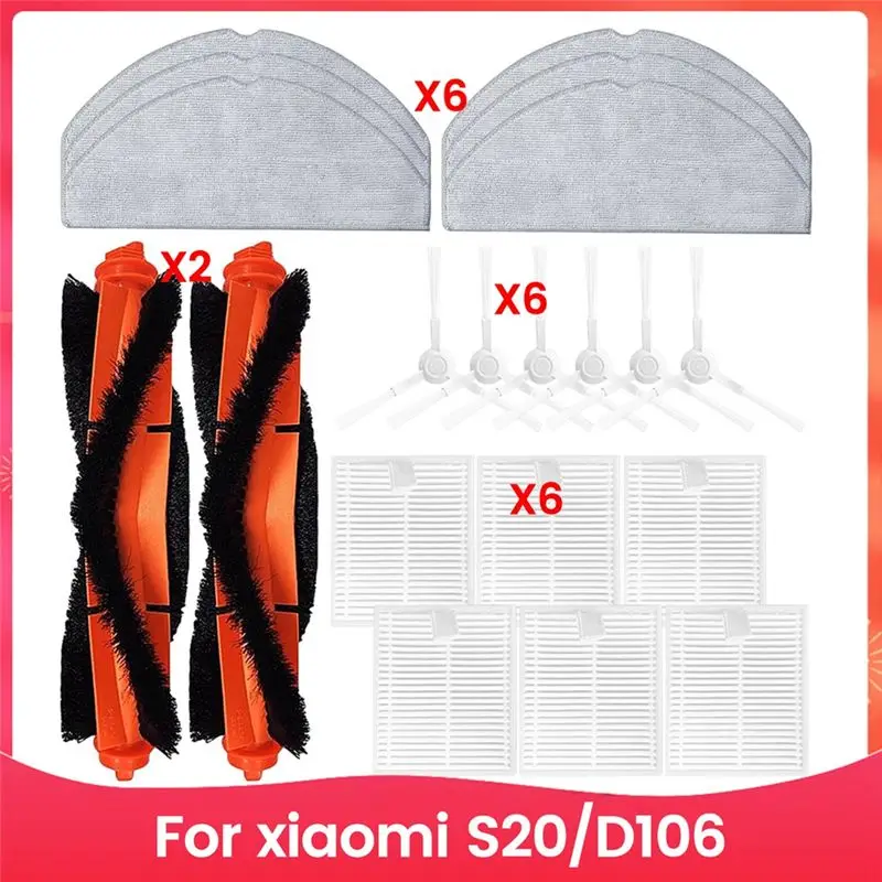 RMWIN-Replacement Kit Accessories For Robot Vacuum S20/D106 Parts Main Side Brush HEPA Filter Mop Cloth