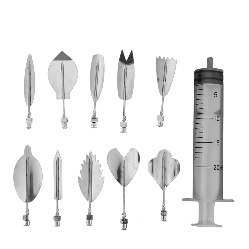 Boquilla de pudín + 1 herramientas de jeringa, boquilla rusa, flor de gelatina 3D, pastel, gelatina, herramienta artística, boquilla de pastelería para pudín de gelatina, 10 Uds.